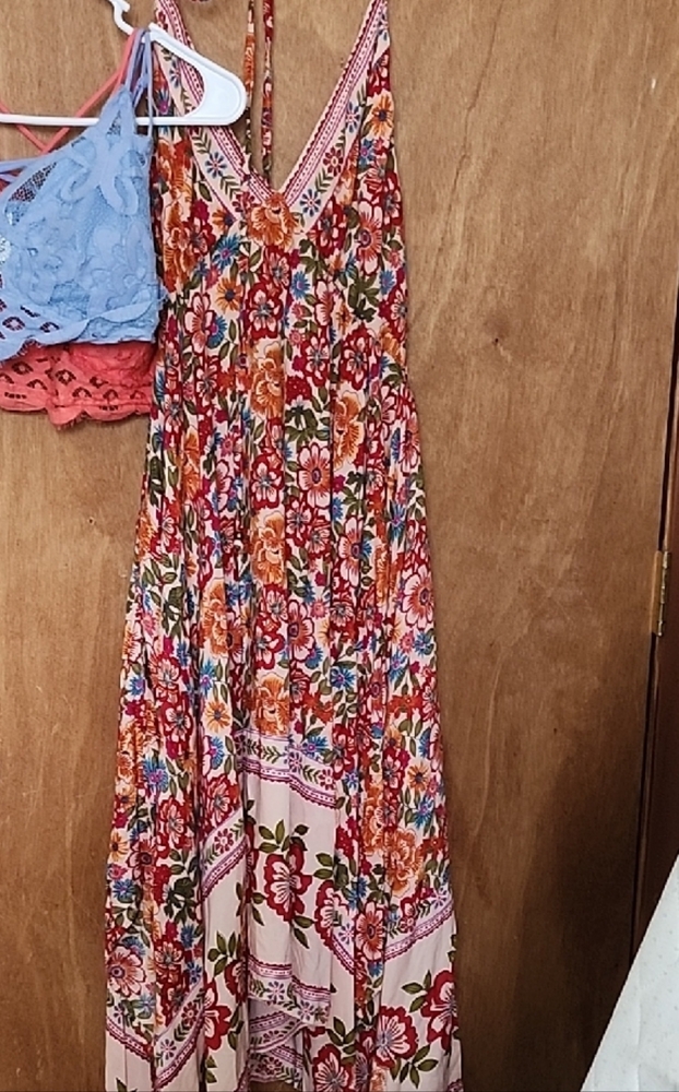 Angie Multicolor Floral Backless Dress